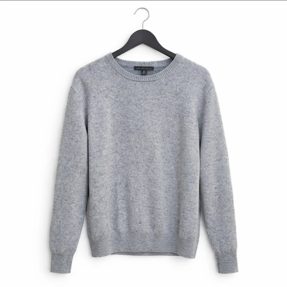 Saks Fifth Avenue Black Label Gray Merino Wool Blend Mens Crew Neck Sweater XL